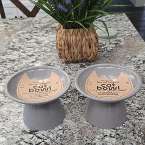 Gray Ceramic Cat Bowls